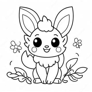 Cute Sylveon With Flowers Coloring Page 17530-14133