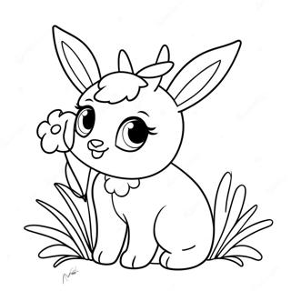 Cute Sylveon With Flowers Coloring Page 17530-14134