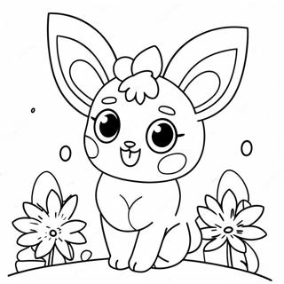 Cute Sylveon With Flowers Coloring Page 17530-14135