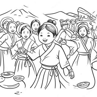 Colorful Aapi Festival Scene Coloring Page 17580-14171