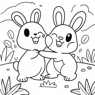 Happy Sunny Bunnies Playing In The Garden Coloring Page 17630-14207