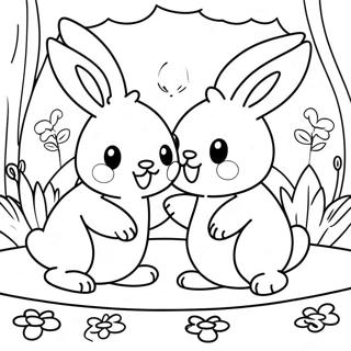 Happy Sunny Bunnies Playing In The Garden Coloring Page 17630-14208