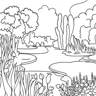 Monet Impressionist Garden Coloring Page 17650-14233