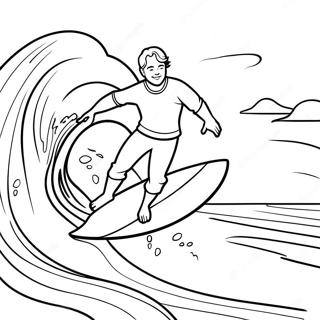 Cool Surfer Riding A Wave Coloring Page 17660-14230