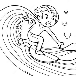 Cool Surfer Riding A Wave Coloring Page 17660-14231