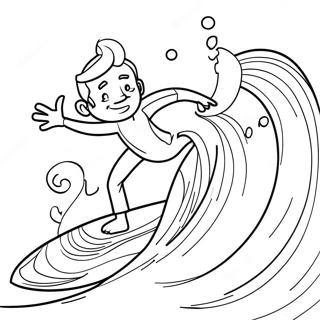 Cool Surfer Riding A Wave Coloring Page 17660-14232