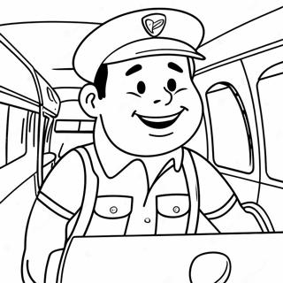 Cheerful Bus Driver Coloring Page 17700-14261