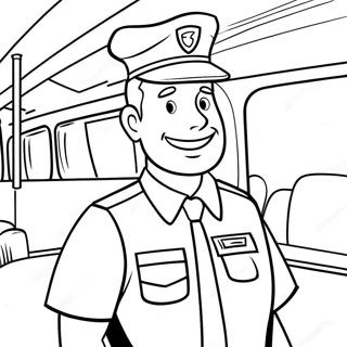 Cheerful Bus Driver Coloring Page 17700-14262