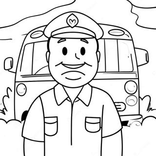 Cheerful Bus Driver Coloring Page 17700-14263