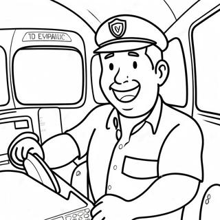 Cheerful Bus Driver Coloring Page 17700-14264