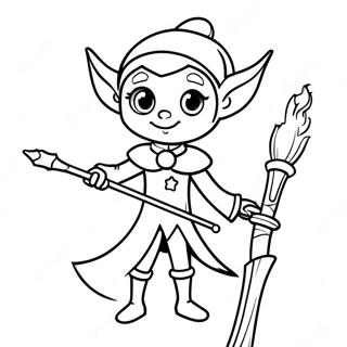 Elegant Elf With Magical Staff Coloring Page 17780-14325