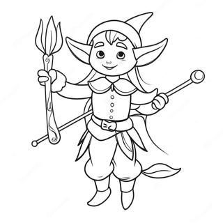 Elegant Elf With Magical Staff Coloring Page 17780-14327