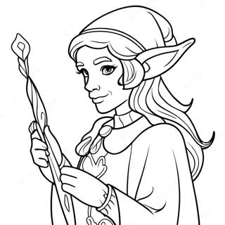 Elegant Elf With Magical Staff Coloring Page 17780-14328