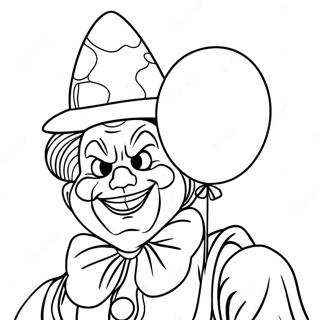 Colorful Killer Klown With Balloon Coloring Page 17850-14381