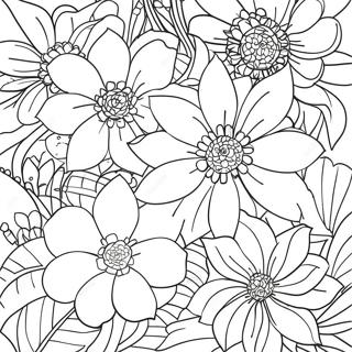 Beautiful Blooming Flowers Coloring Page 17870-14401