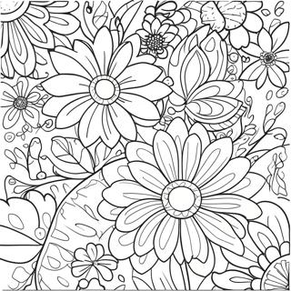 Beautiful Blooming Flowers Coloring Page 17870-14402