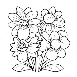 Beautiful Blooming Flowers Coloring Page 17870-14403