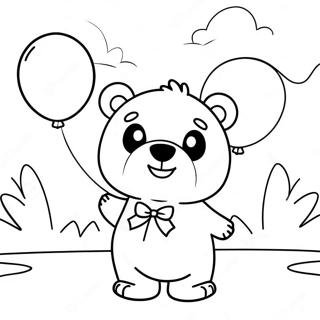 Cute Hey Bear With Balloons Coloring Page 17880-14411