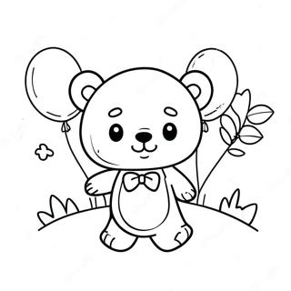 Cute Hey Bear With Balloons Coloring Page 17880-14412