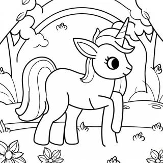 Magical Bunny Unicorn In A Rainbow Forest Coloring Page 17900-14426