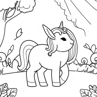 Magical Bunny Unicorn In A Rainbow Forest Coloring Page 17900-14427