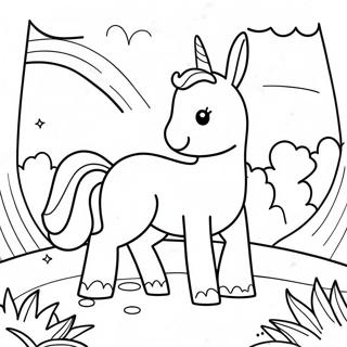 Magical Bunny Unicorn In A Rainbow Forest Coloring Page 17900-14428