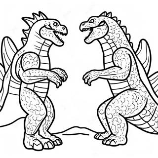 Fierce Godzilla Facing Off Coloring Page 17910-14430