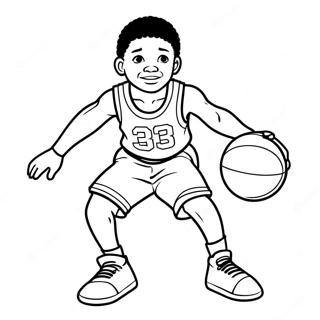 Black Boy Playing Basketball Coloring Page 17929-14451