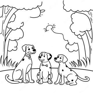 Playful Dalmatians In A Park Coloring Page 18010-14514