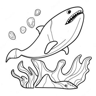 Fierce Megalodon Swimming Coloring Page 1802-1484