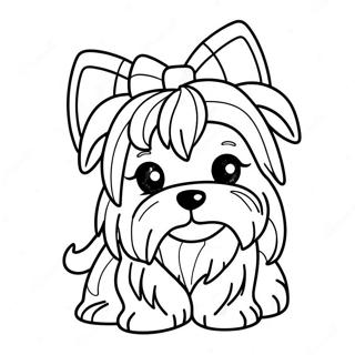 Cute Yorkie With Bow Coloring Page 18050-14547