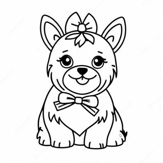 Cute Yorkie With Bow Coloring Page 18050-14548