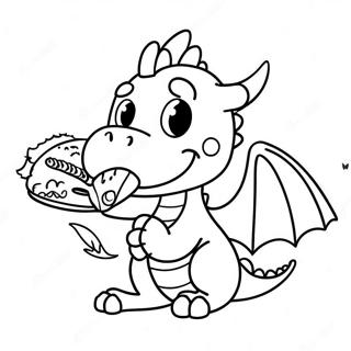 Cute Dragon Eating Tacos Coloring Page 18070-14565