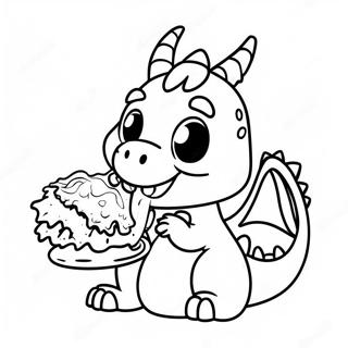 Cute Dragon Eating Tacos Coloring Page 18070-14566