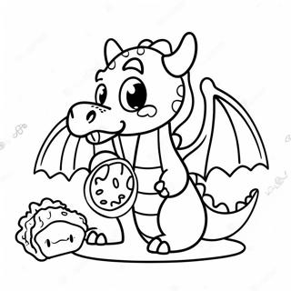 Cute Dragon Eating Tacos Coloring Page 18070-14567