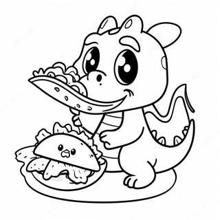 Cute Dragon Eating Tacos Coloring Page 18070-14568