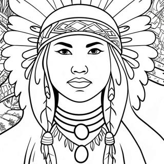 Easy Native American Coloring Page 18089-14576