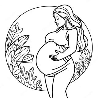 Pregnant Woman With Baby Bump Coloring Page 18119-14598