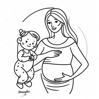 Pregnant Woman With Baby Bump Coloring Page 18119-14599