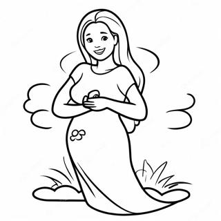 Happy Pregnant Mother Holding Belly Coloring Page 18120-14602