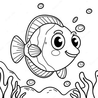 Happy Flounder Swimming Coloring Page 18190-14653