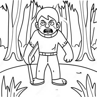 Creepy Herobrine In The Forest Coloring Page 18260-14722