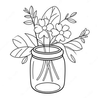 Cute Mason Jar With Flowers Coloring Page 18270-14718