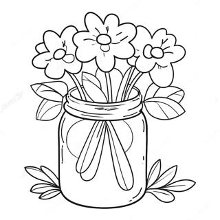 Cute Mason Jar With Flowers Coloring Page 18270-14719