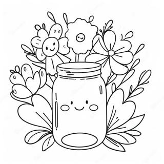 Cute Mason Jar With Flowers Coloring Page 18270-14720