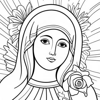 Beautiful Virgin Mary With Flowers Coloring Page 18300-14753