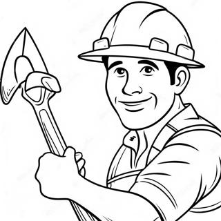 Hardworking Construction Worker With Tools Coloring Page 18360-14794