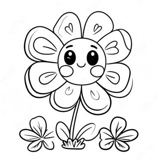 Cute 4 H Clover With Smiling Face Coloring Page 18390-14829