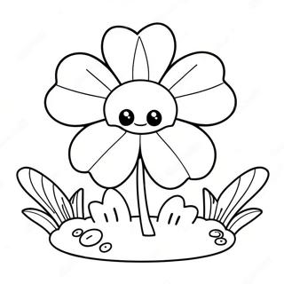 Cute 4 H Clover With Smiling Face Coloring Page 18390-14830