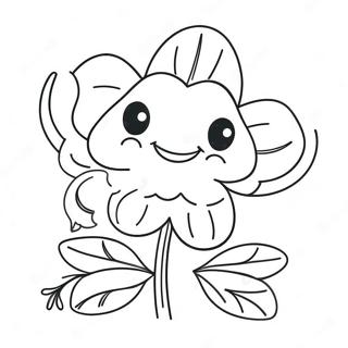 Cute 4 H Clover With Smiling Face Coloring Page 18390-14832